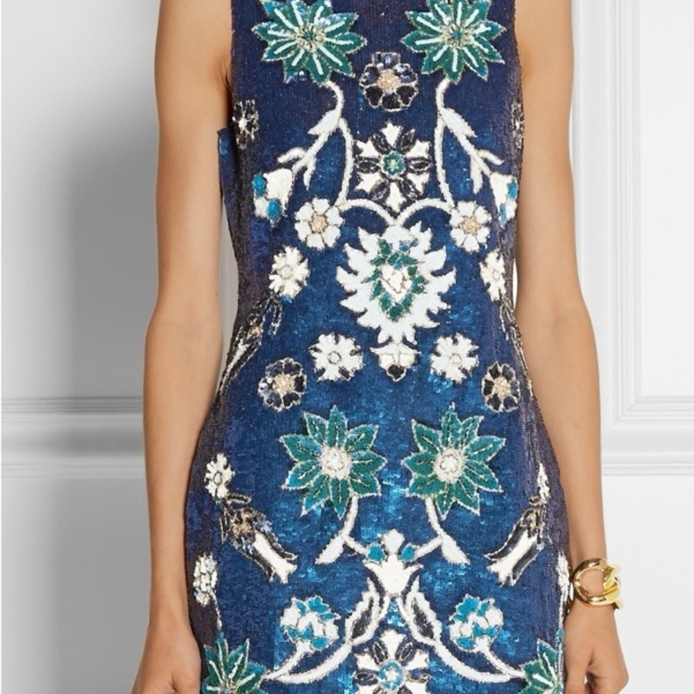 Needle & Thread Porcelain Sequined Mini Dress